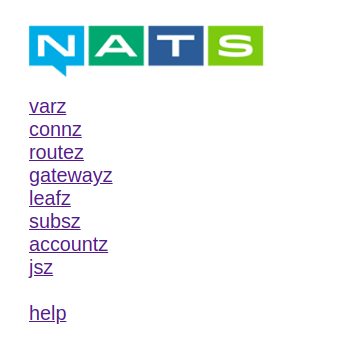 NATS Monitoring Landing page