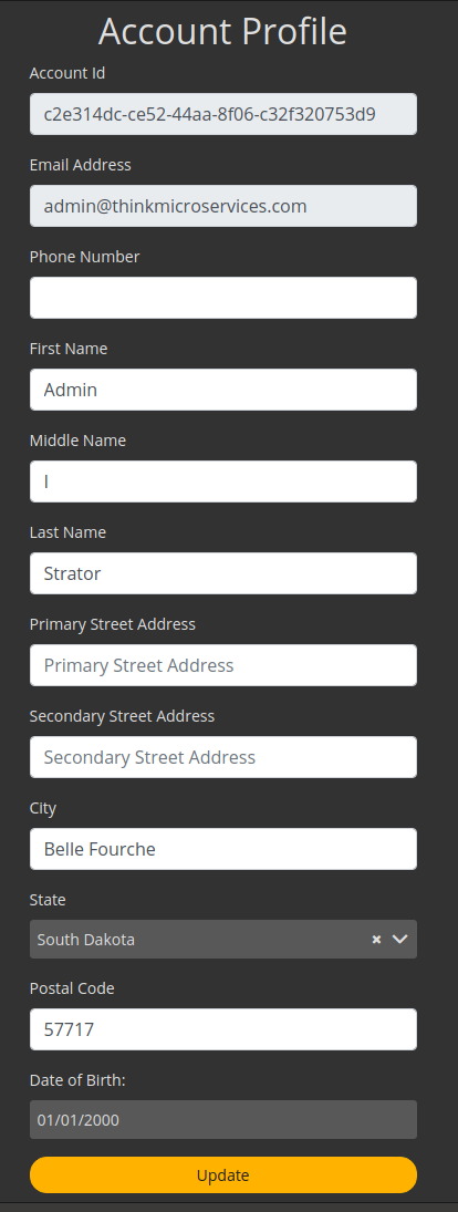 Angular Client Profile-Demographics Form.