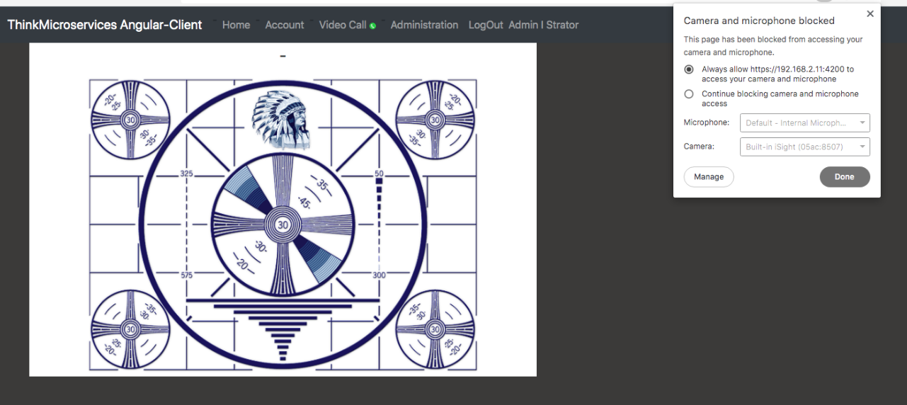 Angular Client Video Activate Cam & Mic.